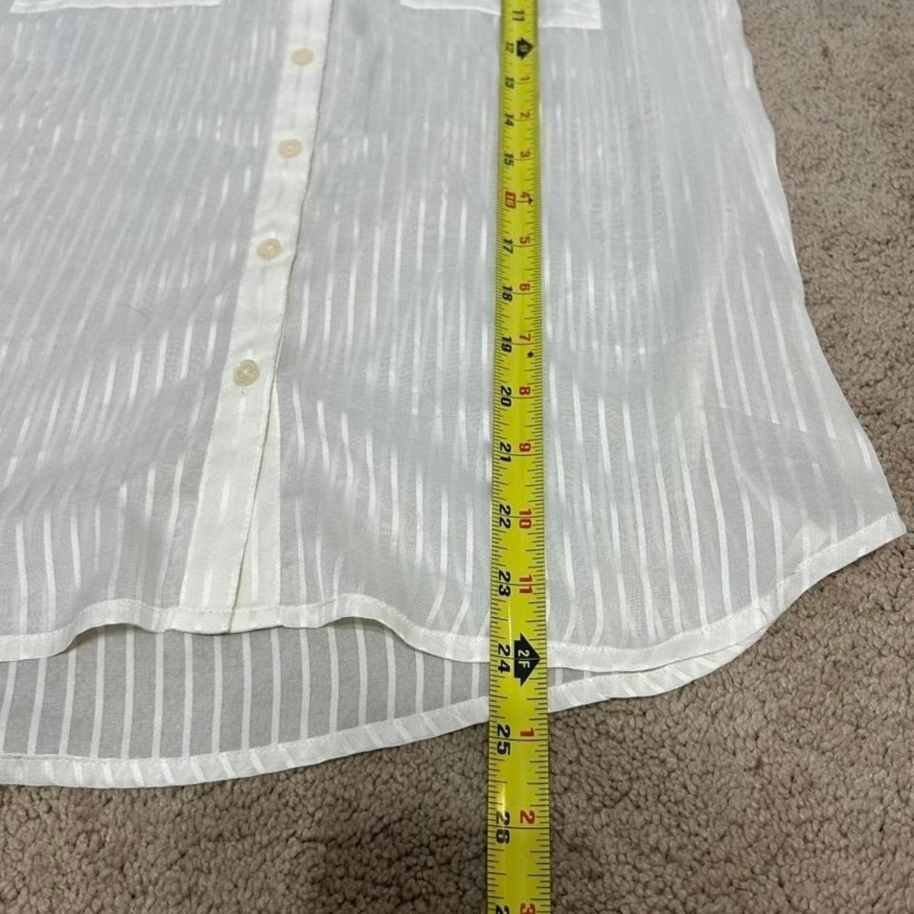 Express Portifino Shirt Roll Tab Button Up Sheer Striped Womens S Minimalist - Picture 7 of 8